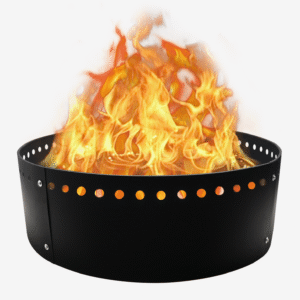 FEBTECH Smokeless Fire Pit Insert - 38" x 12" Heat Resistant Coated Carbon Steel Portable Fire Ring - Versatile DIY Fire Ring for in and Above Ground Setups - Perfect for Backyard & Outdoor Bonfire