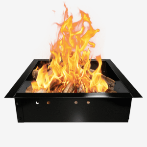 FEBTECH - Smokeless Fire Pit Ring Insert - 29" OD & 25" ID - Powder Coated 2MM Carbon Steel Square Fire Ring with Air Vents -DIY in or Above Ground Fire Pit Ring for Outdoor Garden, Backyard or Patio