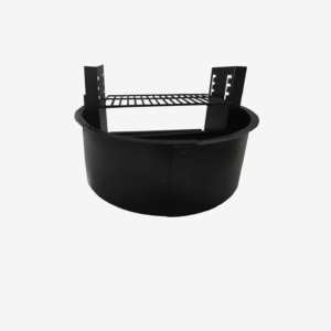 FEBTECH - Outdoor Fire Pit Insert Ring Liner with Adjustable Cooking Grill Grate - Heavy Duty Wood Burning Fire Pit with Cooking Grate for Outdoor Cooking Fireplace, Bonfire or Campfire Black