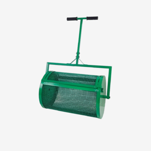 FEBTECH - 24 Inch Compost Spreader with Metal Mesh Basket - Peat Moss Spreader for Fertilizer Manure Soil Grass Seed Peat Moss - Durable Powder Coated Manure Spreaders Roller for Garden Lawn and Yard