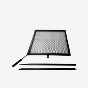 FEBTECH Swivel Campfire Grill Grate 24" with Spike Pole for Outdoor Cooking Grilling BBQ - Adjustable Mesh Steel Grate for Camping, Picnics, Parties