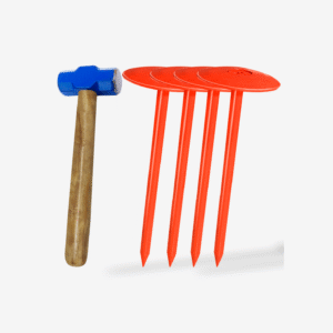 FEBTECH - Septic Tank Marker - 3.5" x 7" - Suitable Property line Markers for Protecting Your Septic Tank and Property Boundary with Solid and Sturdy Survey Stakes - Pack of 4 Pcs + 1 Pc Hammer