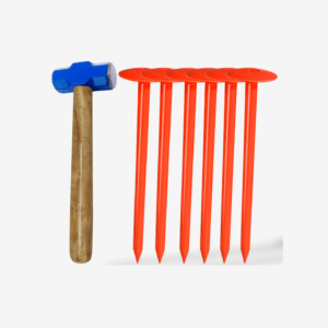 FEBTECH - Septic Tank Marker - 2.3" x 7" - Suitable Property line Markers for Protecting Your Septic Tank and Property Boundary with Solid and Sturdy Survey Stakes - Pack of 6 Pcs + 1 Hammer