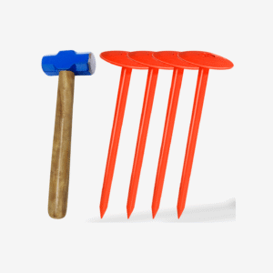 FEBTECH - Septic Tank Marker - 2.7" x 10" - Suitable Property line Markers for Protecting Your Septic Tank and Property Boundary with Solid and Sturdy Survey Stakes - Pack of 4 Pcs + 1 Hammer