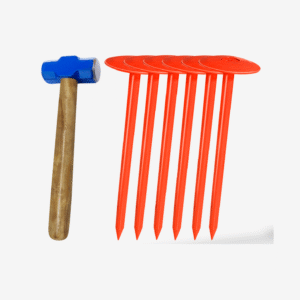 FEBTECH - Septic Tank Marker - 2.7" x 10" - Suitable Property line Markers for Protecting Your Septic Tank and Property Boundary with Solid and Sturdy Survey Stakes - Pack of 6 Pcs + 1 Hammer