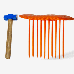 FEBTECH - Septic Tank Marker - 6" x 10" - Suitable Property line Markers for Protecting Your Septic Tank and Property Boundary with Solid and Sturdy Survey Stakes - Pack of 10 Pcs + 1 Hammer