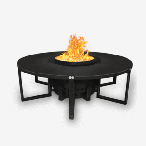 FEBTECH 21.6" Smokeless Firepit with Round FirePit Surround Table - Low Smoke Tabletop Fire Pit Surround with Grate & Large Outdoor Fire Pit Table for Patio, Backyard, Deck & Camping Family Moments
