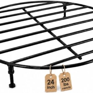 FEBTECH - 24" Round Fire Pit Grate with 4 Legs | Heat Resistant | 3.5" H | Reinforced Log Grate to Improve Airflow for Campfire, Bonfire & Backyard | Firepit Accessory for Outside | Fireplace Grate